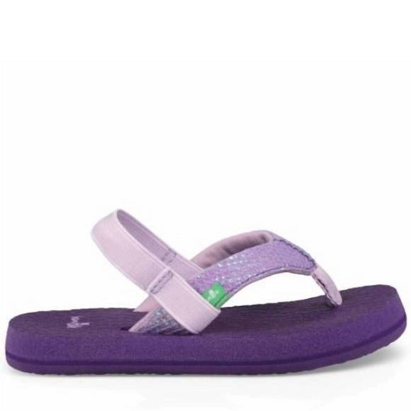 NEW SANUK kid's yoga glitter flip flop in purple - Picture 2 of 3